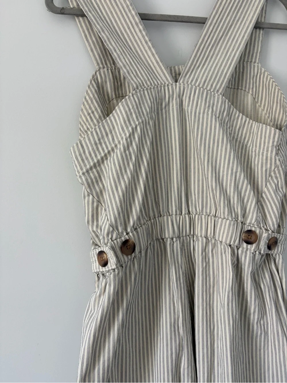 Everlane Fatigue Apron Sleeveless Organic Cotton Wide Leg Ivory Grey Jumpsuit 6